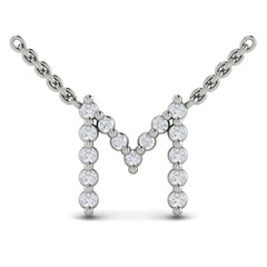 Diamond Alphabet Pendant Necklace, M
