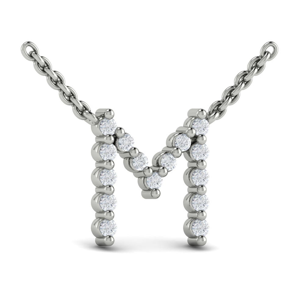 Diamond  Alphabet Pendant Necklace, M