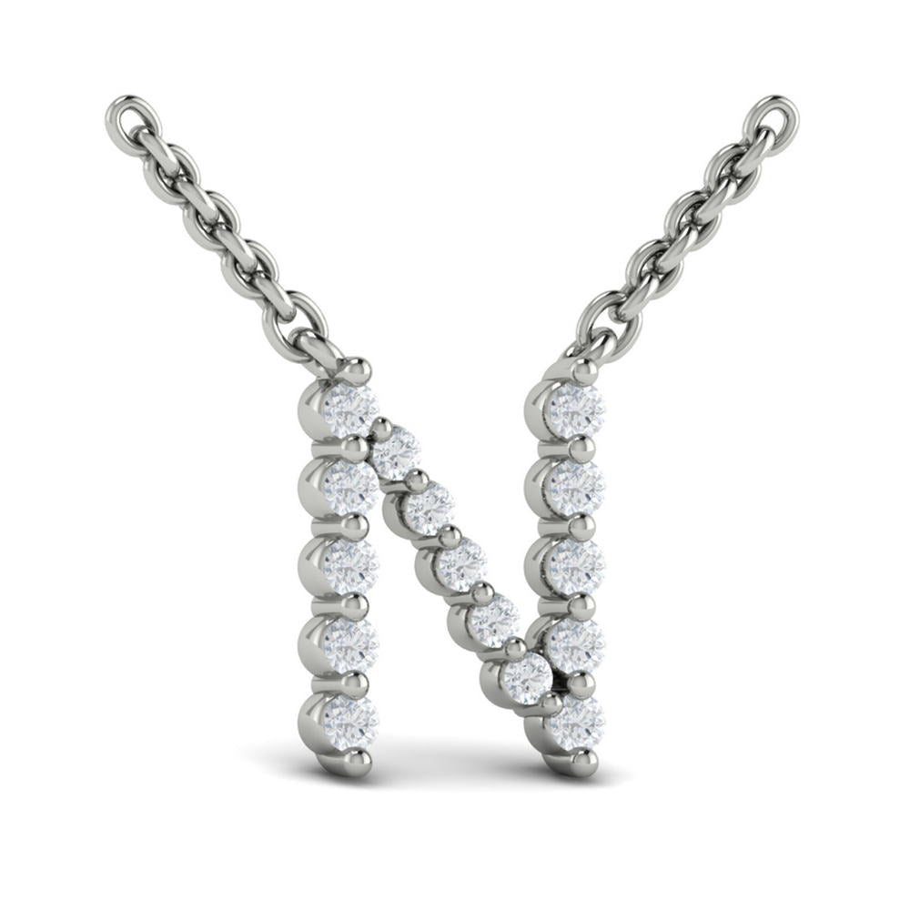 Diamond  Alphabet Pendant Necklace, N