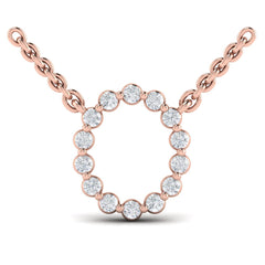 Diamond Alphabet Pendant Necklace, O