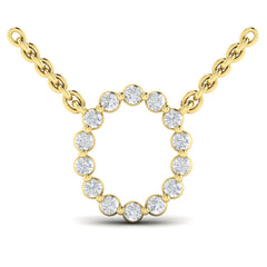 Diamond Alphabet Pendant Necklace, O