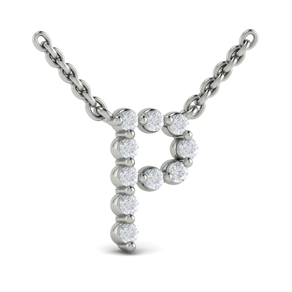 Diamond  Alphabet Pendant Necklace, P