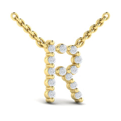 Diamond Alphabet Pendant Necklace, R