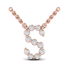 Diamond Alphabet Pendant Necklace, S