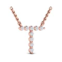 Diamond Alphabet Pendant Necklace, T