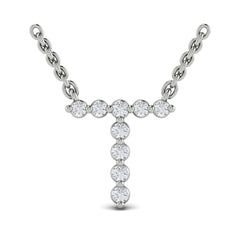 Diamond Alphabet Pendant Necklace, T
