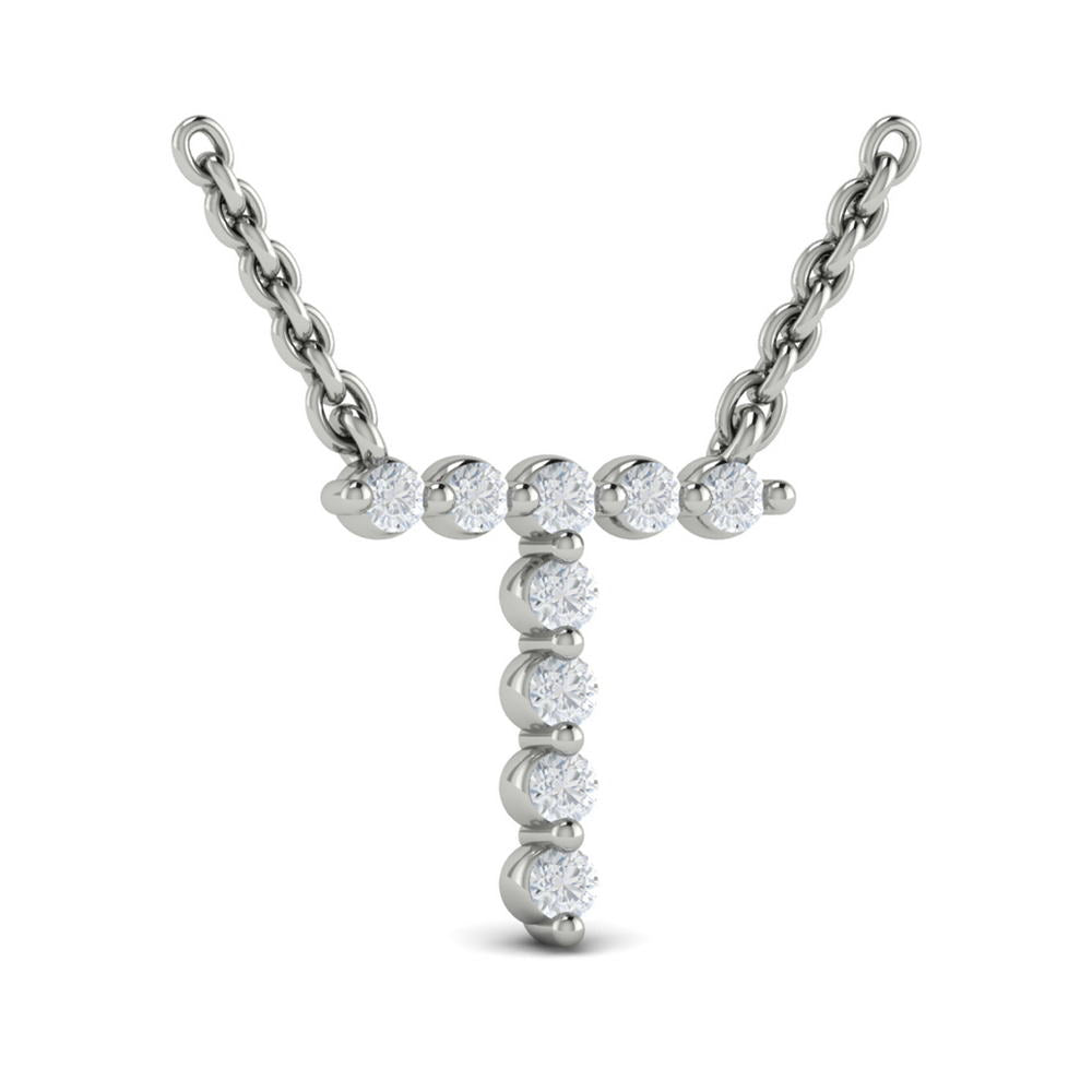 Diamond  Alphabet Pendant Necklace, T