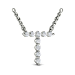 Diamond  Alphabet Pendant Necklace, T