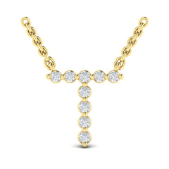 Diamond Alphabet Pendant Necklace, T