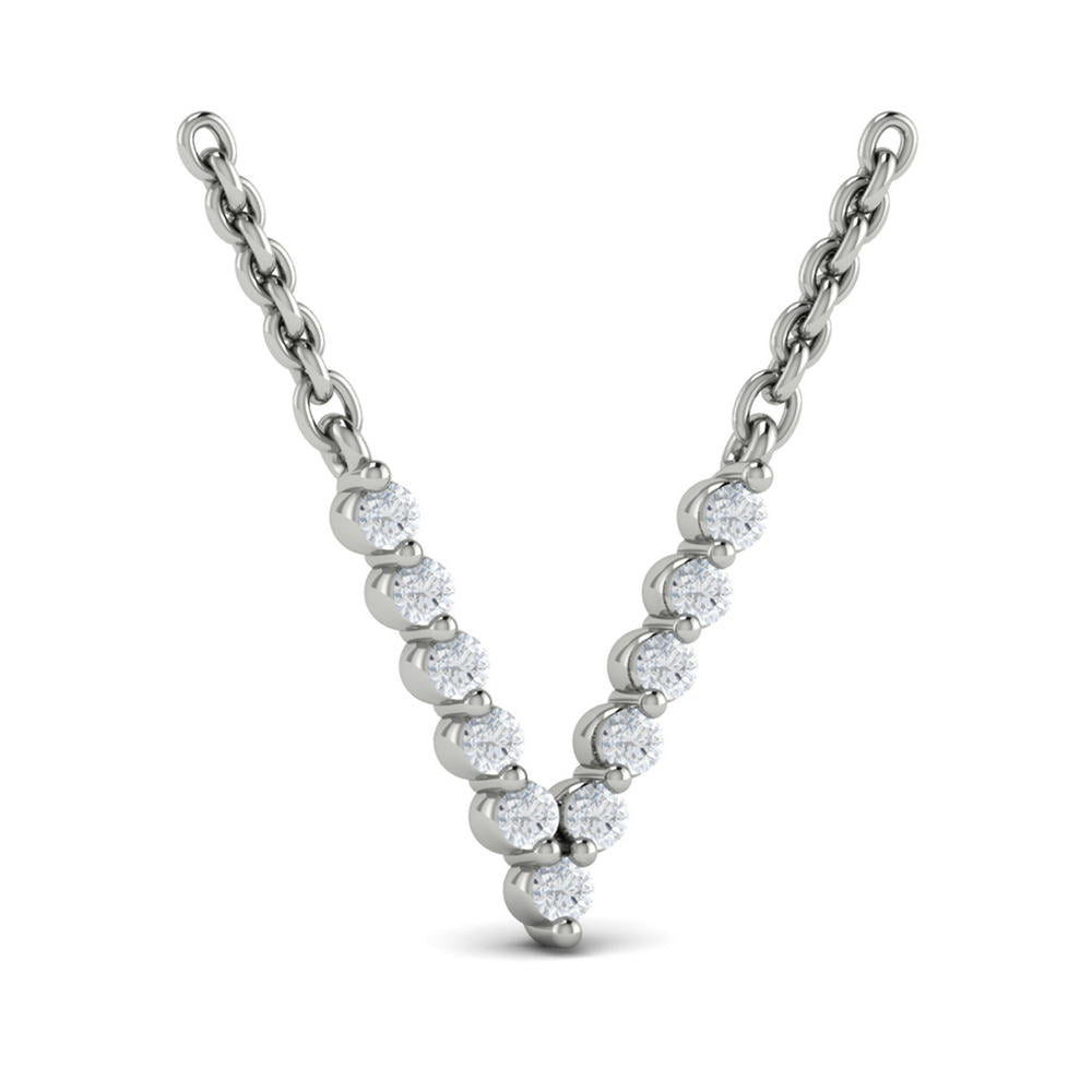 Diamond  Alphabet Pendant Necklace, V