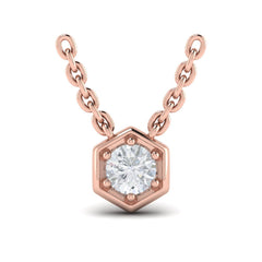 Single Diamond Honeycomb Pendant Necklace