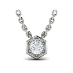 Single Diamond Honeycomb Pendant Necklace