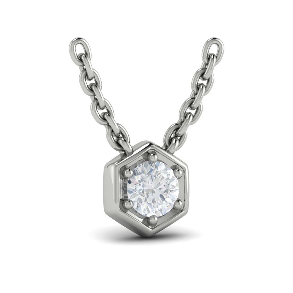 Single Diamond Honeycomb Pendant Necklace