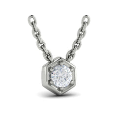 Single Diamond Honeycomb Pendant Necklace