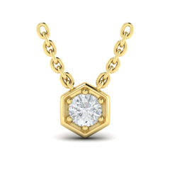 Single Diamond Honeycomb Pendant Necklace