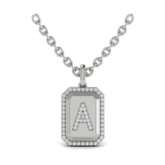 Diamond Medallion Alphabet Pendant Link Necklace, A