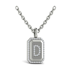 Diamond Medallion Alphabet Pendant Link Necklace, D