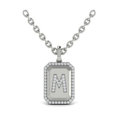 Diamond Medallion Alphabet Pendant Link Necklace, M