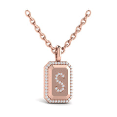 Diamond Medallion Alphabet Pendant Link Necklace, S