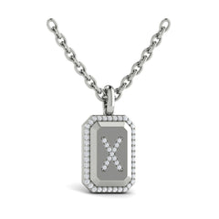 Diamond Medallion Alphabet Pendant Link Necklace, X