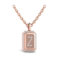 Diamond Medallion Alphabet Pendant Link Necklace, Z