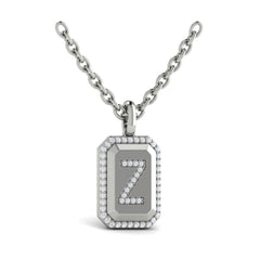 Diamond Medallion Alphabet Pendant Link Necklace, Z