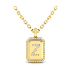 Diamond Medallion Alphabet Pendant Link Necklace, Z