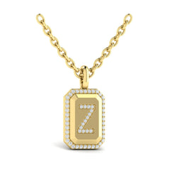 Diamond Medallion Alphabet Pendant Link Necklace, Z