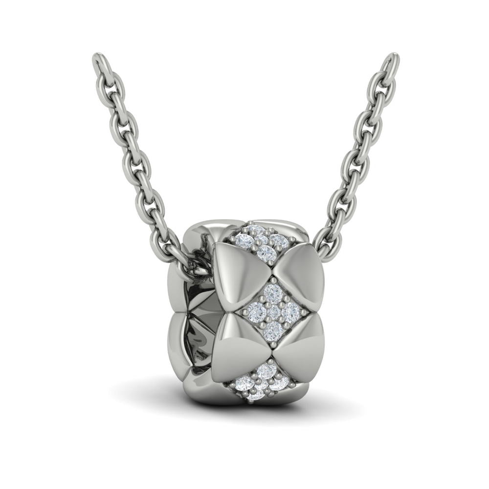 Diamond Cluster Barrel Pendant Necklace