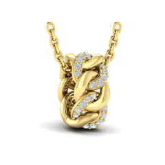 Channel Set Link with Diamonds Pendant Necklace