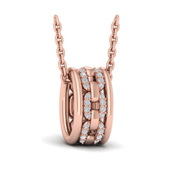 Reverse Channel Set Link with Diamonds Pendant Necklace