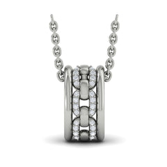 Reverse Channel Set Link with Diamonds Pendant Necklace