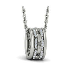 Reverse Channel Set Link with Diamonds Pendant Necklace