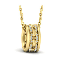 Reverse Channel Set Link with Diamonds Pendant Necklace