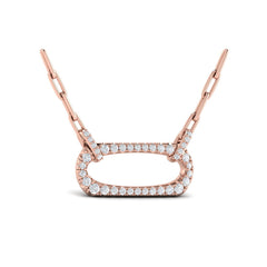 Diamond Accent East West Open Oval Pendant with Link Necklace