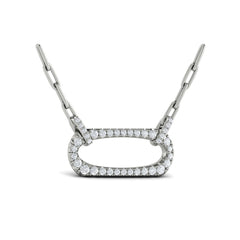 Diamond Accent East West Open Oval Pendant with Link Necklace