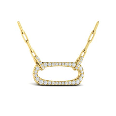 Diamond Accent East West Open Oval Pendant with Link Necklace