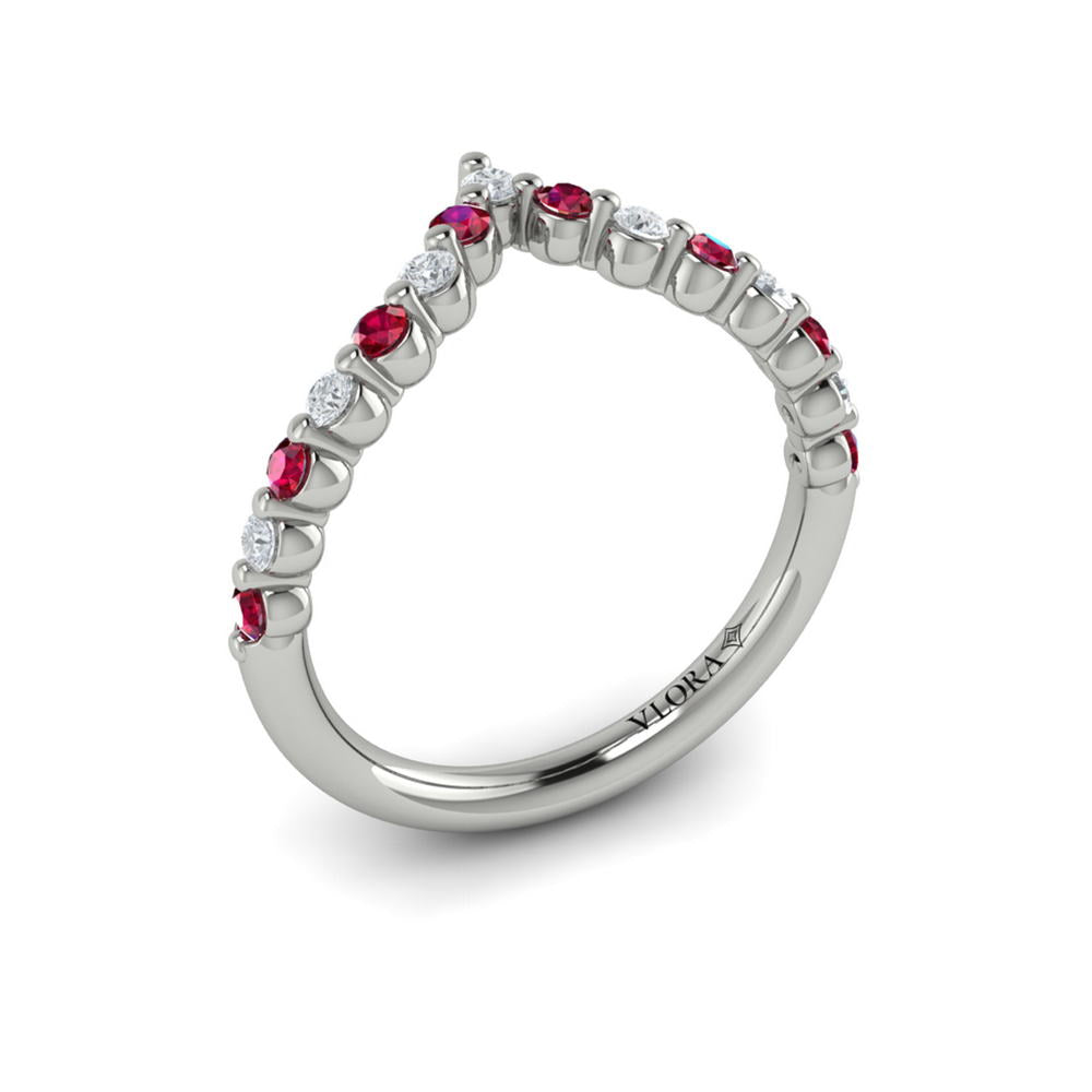 Diamond and Ruby Chevron Ring