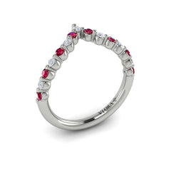 Diamond and Ruby Chevron Ring