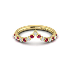 Diamond and Ruby Chevron Ring