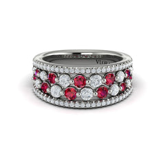 Diamond and Ruby Cluster Statement Ring