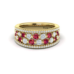 Diamond and Ruby Cluster Statement Ring