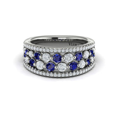 Diamond and Blue Sapphire Cluster Statement Ring