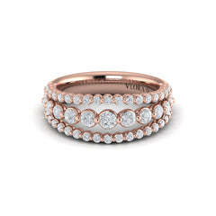 Diamond Three Row Ring