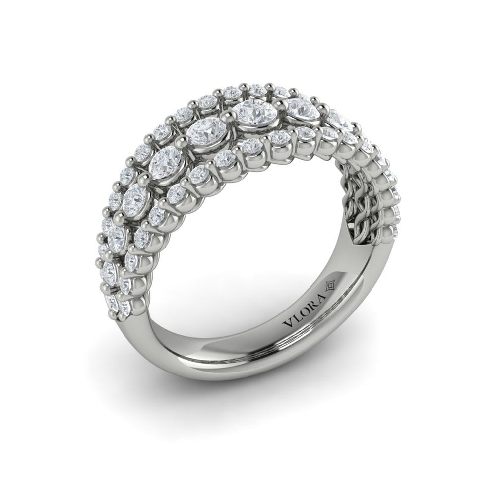 Diamond Three Row Ring