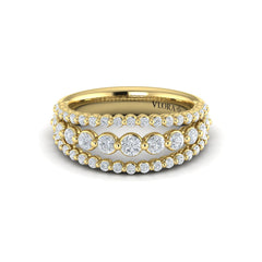 Diamond Three Row Ring
