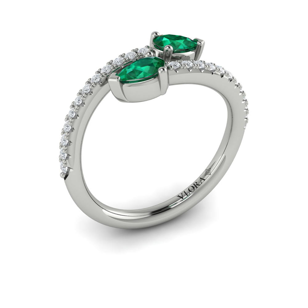 Diamond and Pear Emerald Wrap Ring
