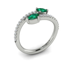 Diamond and Pear Emerald Wrap Ring