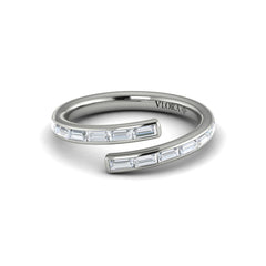 Channel Set Diamond Baguette Open Wrap Ring