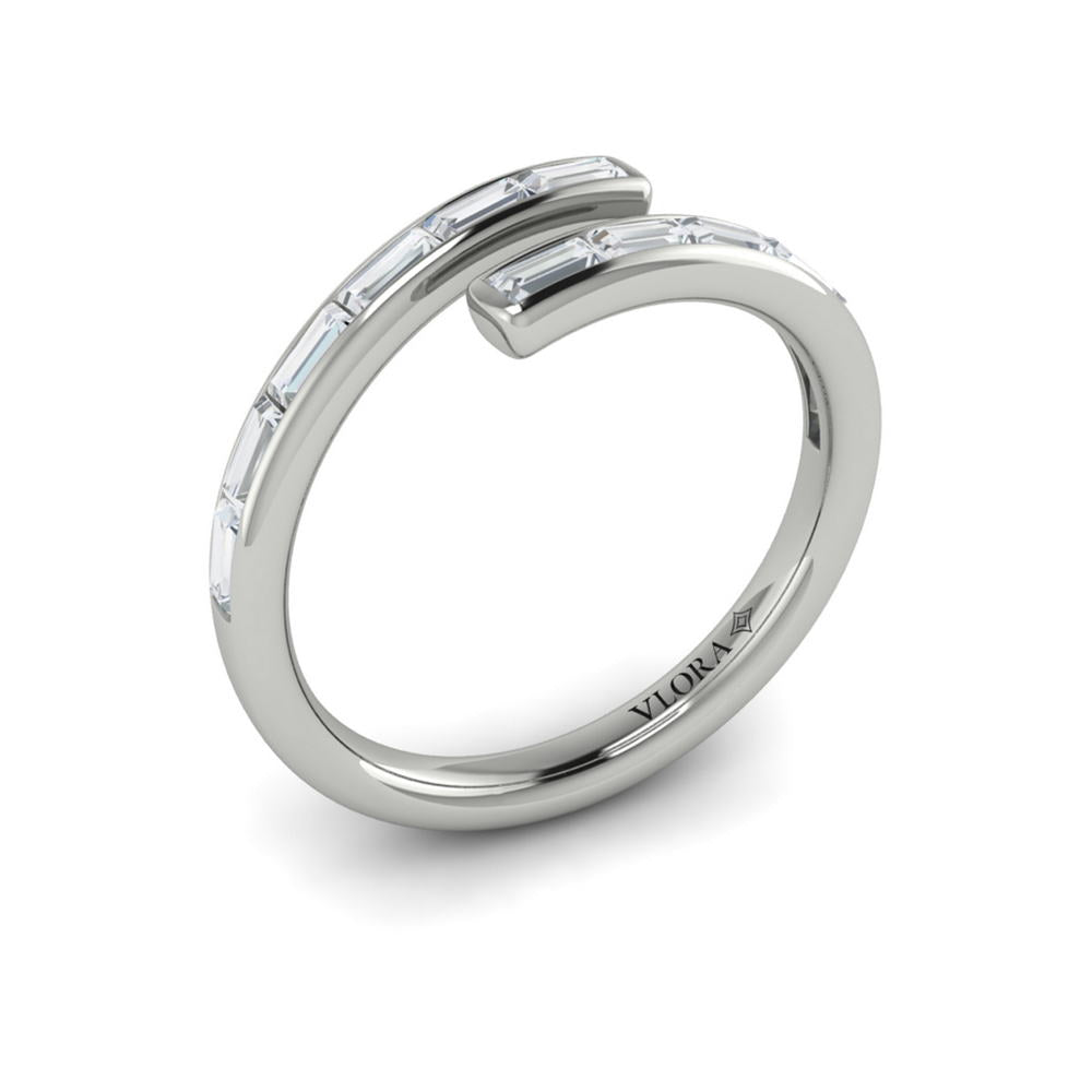 Channel Set Diamond Baguette Open Wrap Ring